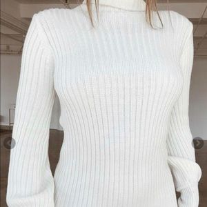 White turtleneck sweater dress